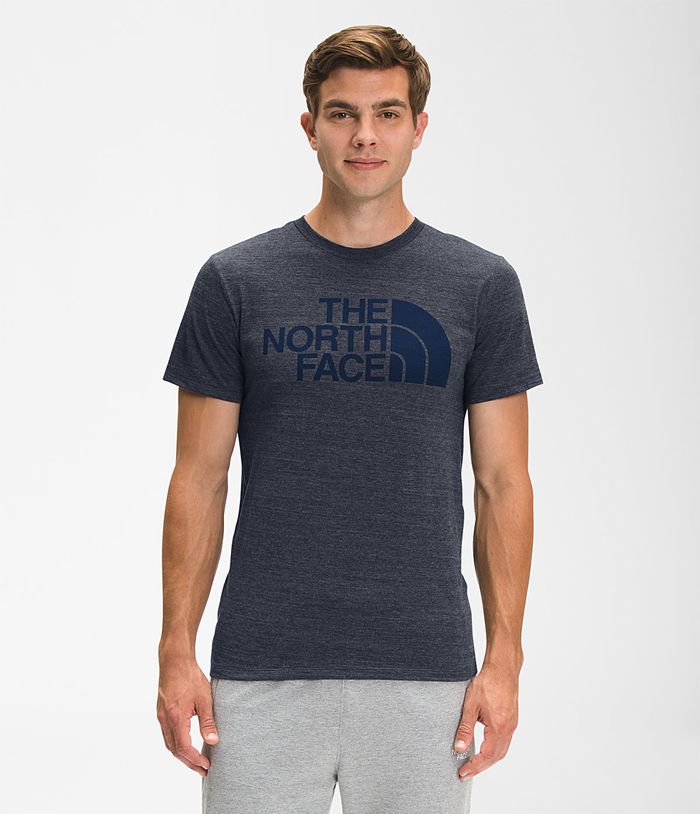 Camiseta The North Face Hombre Manga Corta Half Dome Tri-Blend - Colombia ABIMWE682 - Azul Marino
